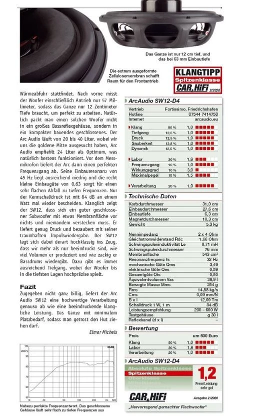ARC-Audio SW12-D2 - 30cm Subwoofer – Bild 6